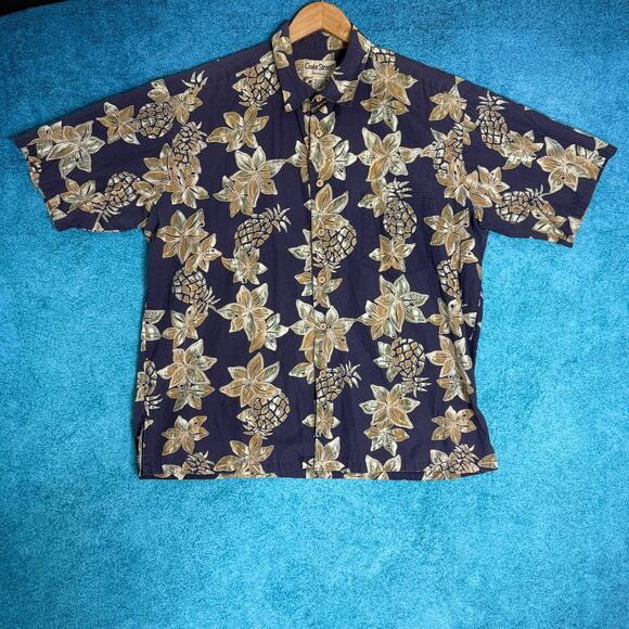 Vintage Cooke Street Hawaiian Shirt Men XL Floral Aloha Purple Yellow Green - Picture 1 of 12